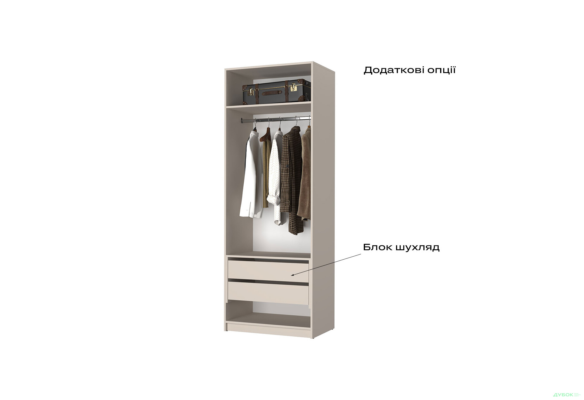 Корпус А 800х2200х500 Шкаф Оскар 2D 800 Мебель Стар - Изображение 6 Изображение 6 - Корпус А 800х2200х500 Шкаф Оскар 2D 800 Мебель Стар