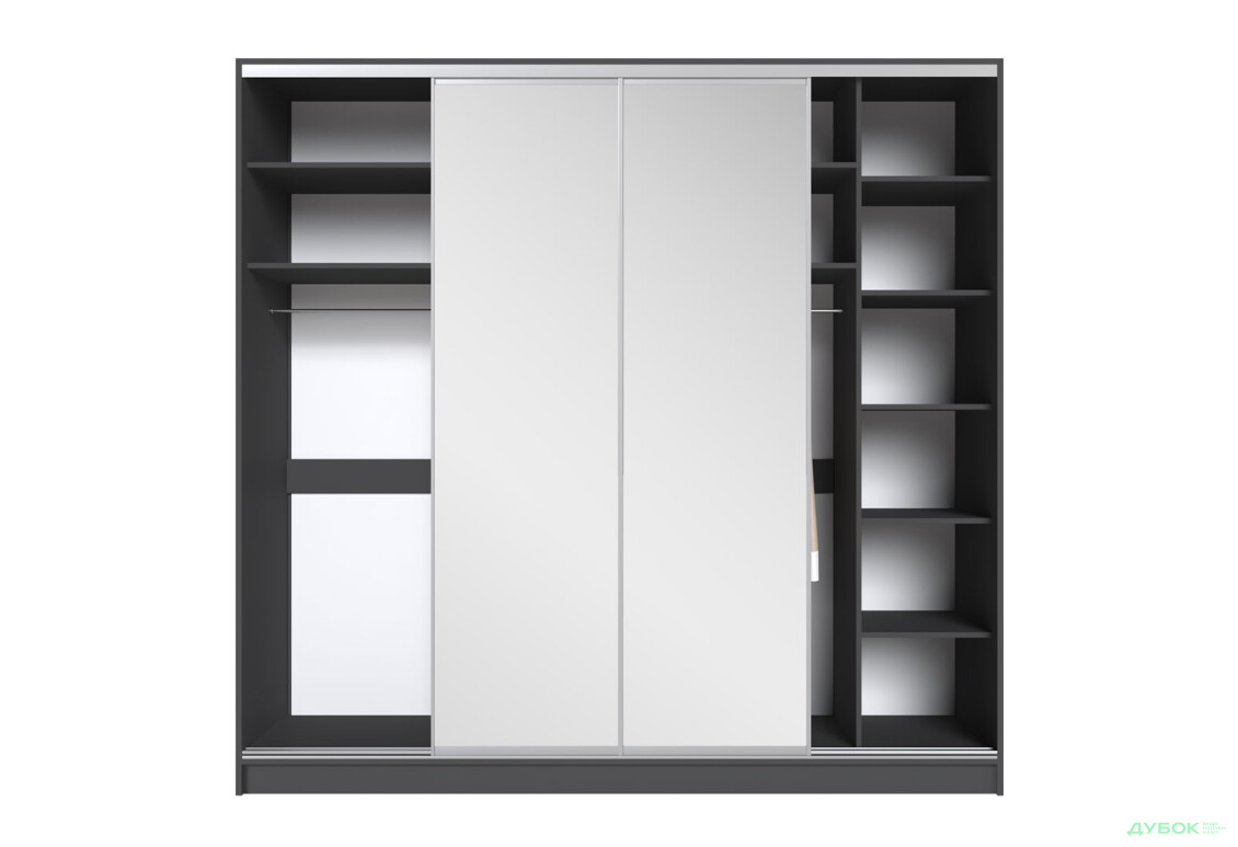 Шафа-купе Київський Стандарт 4Д 2500х2400х600 дзеркало + Комб 7_7/9 ДСП, антрацит - Зображення 5 Зображення 5 - Шафа-купе Київський Стандарт 4Д 2500х2400х600 дзеркало + Комб 7_7/9 ДСП, антрацит