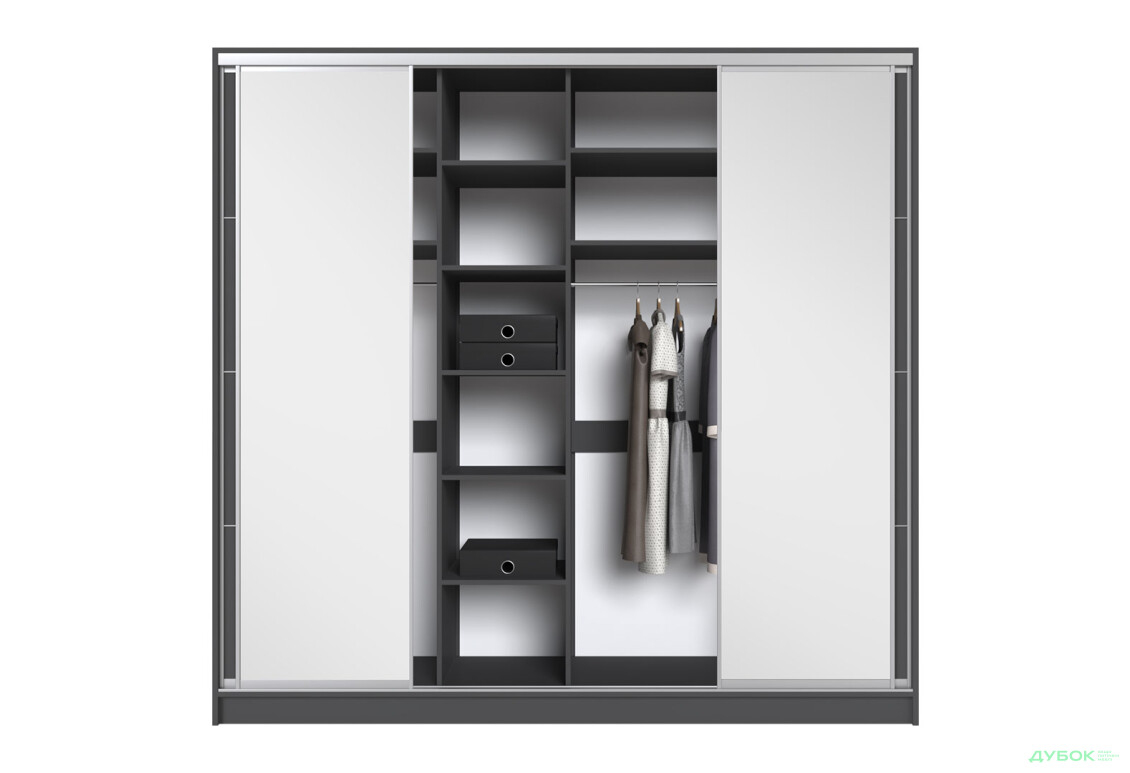 Шафа-купе Київський Стандарт 4Д 2500х2400х600 дзеркало + Комб 7_7/9 ДСП, антрацит - Зображення 6 Зображення 6 - Шафа-купе Київський Стандарт 4Д 2500х2400х600 дзеркало + Комб 7_7/9 ДСП, антрацит