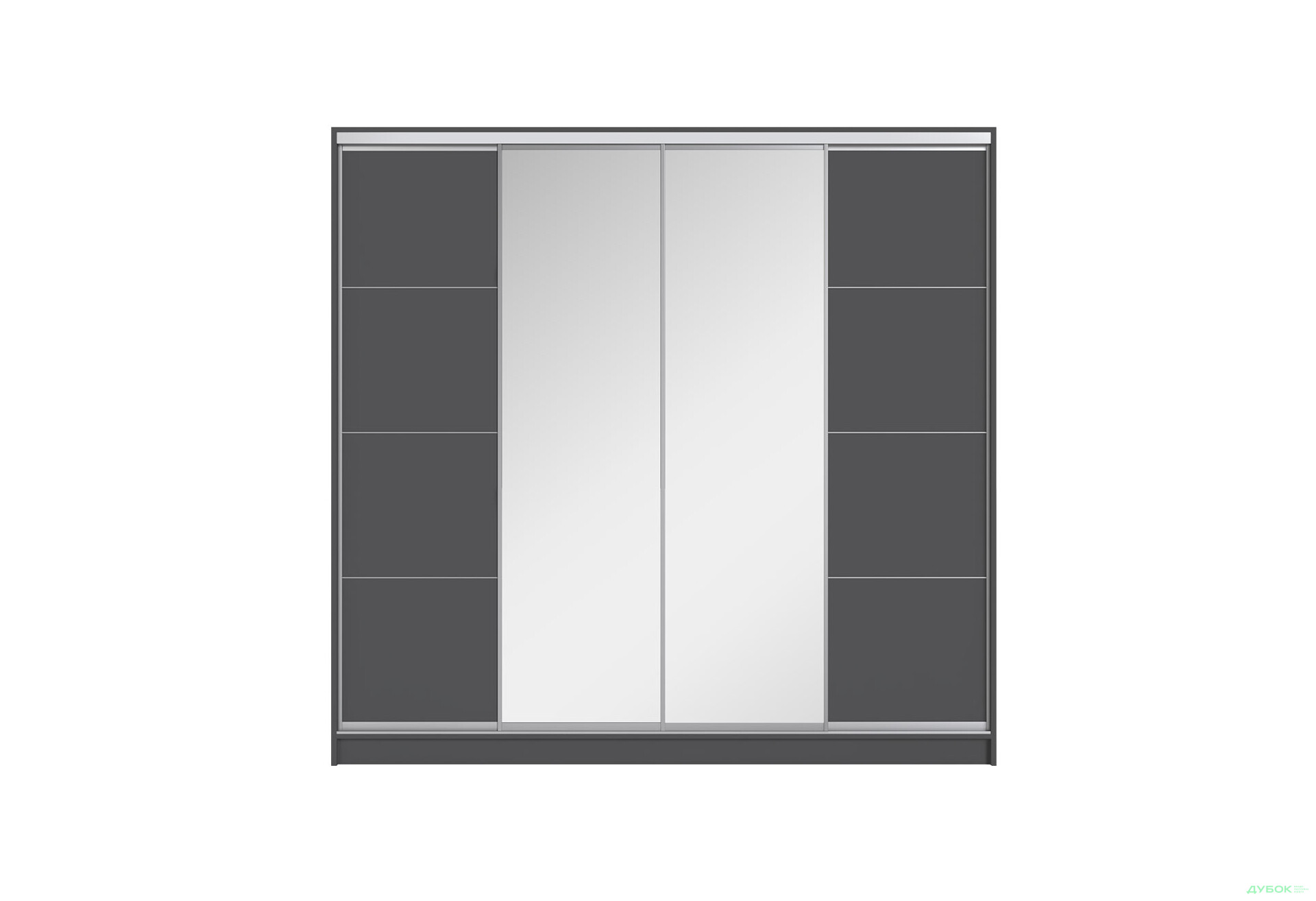 Шафа-купе Київський Стандарт 4Д 2500х2400х600 дзеркало + Комб 7_7/9 ДСП, антрацит - Зображення 4 Зображення 4 - Шафа-купе Київський Стандарт 4Д 2500х2400х600 дзеркало + Комб 7_7/9 ДСП, антрацит
