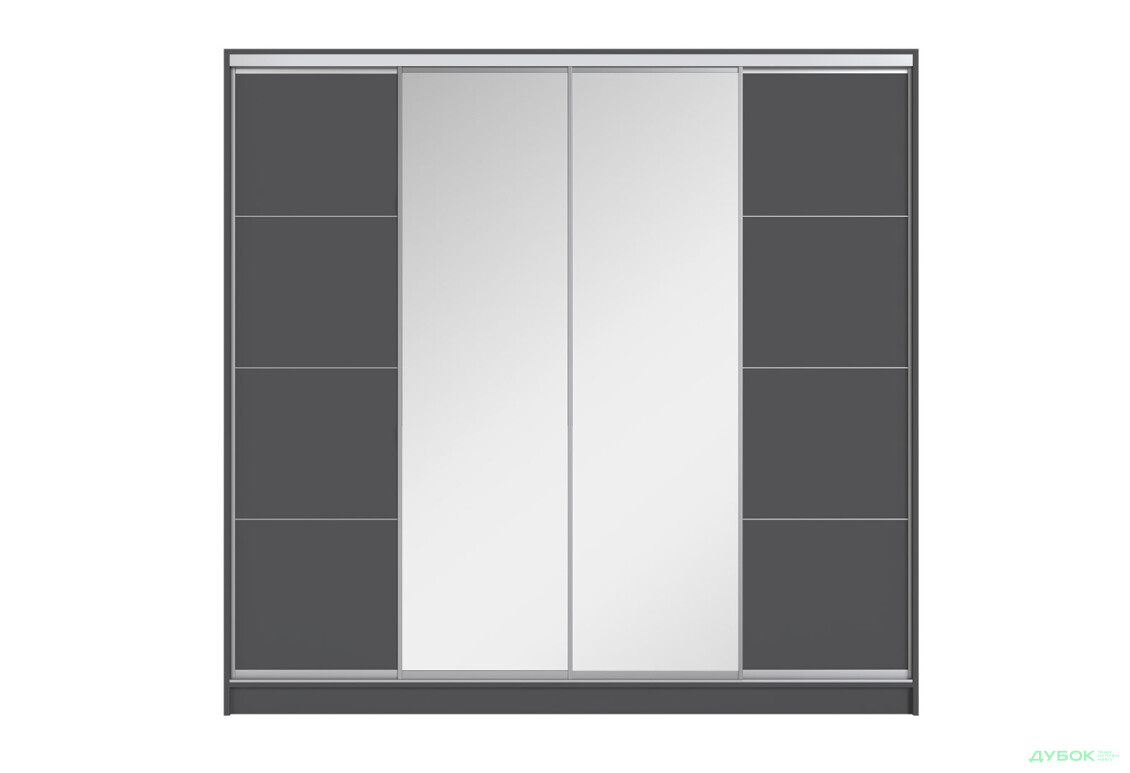 Шафа-купе Київський Стандарт 4Д 2500х2400х600 дзеркало + Комб 7_7/9 ДСП, антрацит - Зображення 4 Зображення 4 - Шафа-купе Київський Стандарт 4Д 2500х2400х600 дзеркало + Комб 7_7/9 ДСП, антрацит