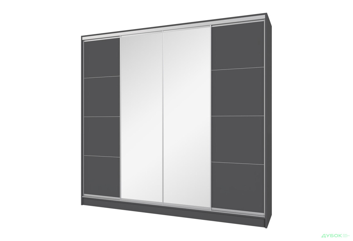 Шафа-купе Київський Стандарт 4Д 2500х2400х600 дзеркало + Комб 7_7/9 ДСП, антрацит - Зображення 1 Зображення 1 - Шафа-купе Київський Стандарт 4Д 2500х2400х600 дзеркало + Комб 7_7/9 ДСП, антрацит