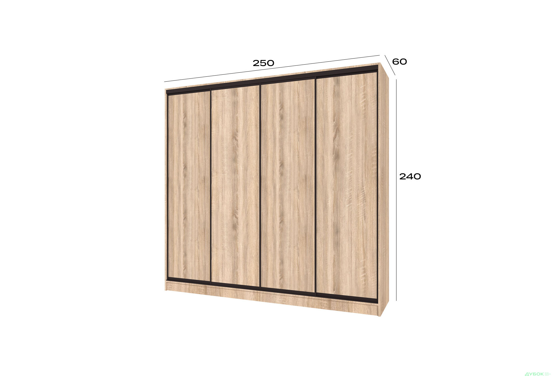 Шафа-купе Київський Стандарт 4Д 2500х2400х600 фасади ДСП, дуб сонома - Зображення 8 Зображення 8 - Шафа-купе Київський Стандарт 4Д 2500х2400х600 фасади ДСП, дуб сонома