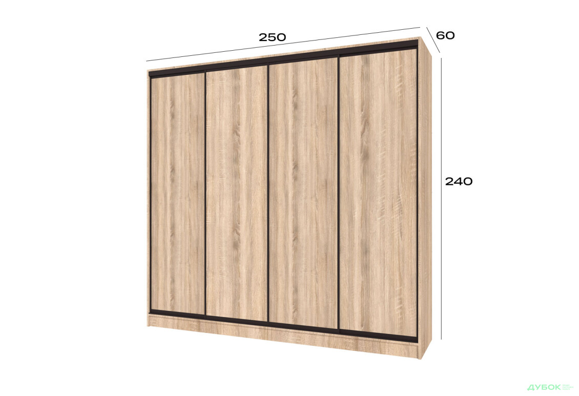 Шафа-купе Київський Стандарт 4Д 2500х2400х600 фасади ДСП, дуб сонома - Зображення 8 Зображення 8 - Шафа-купе Київський Стандарт 4Д 2500х2400х600 фасади ДСП, дуб сонома