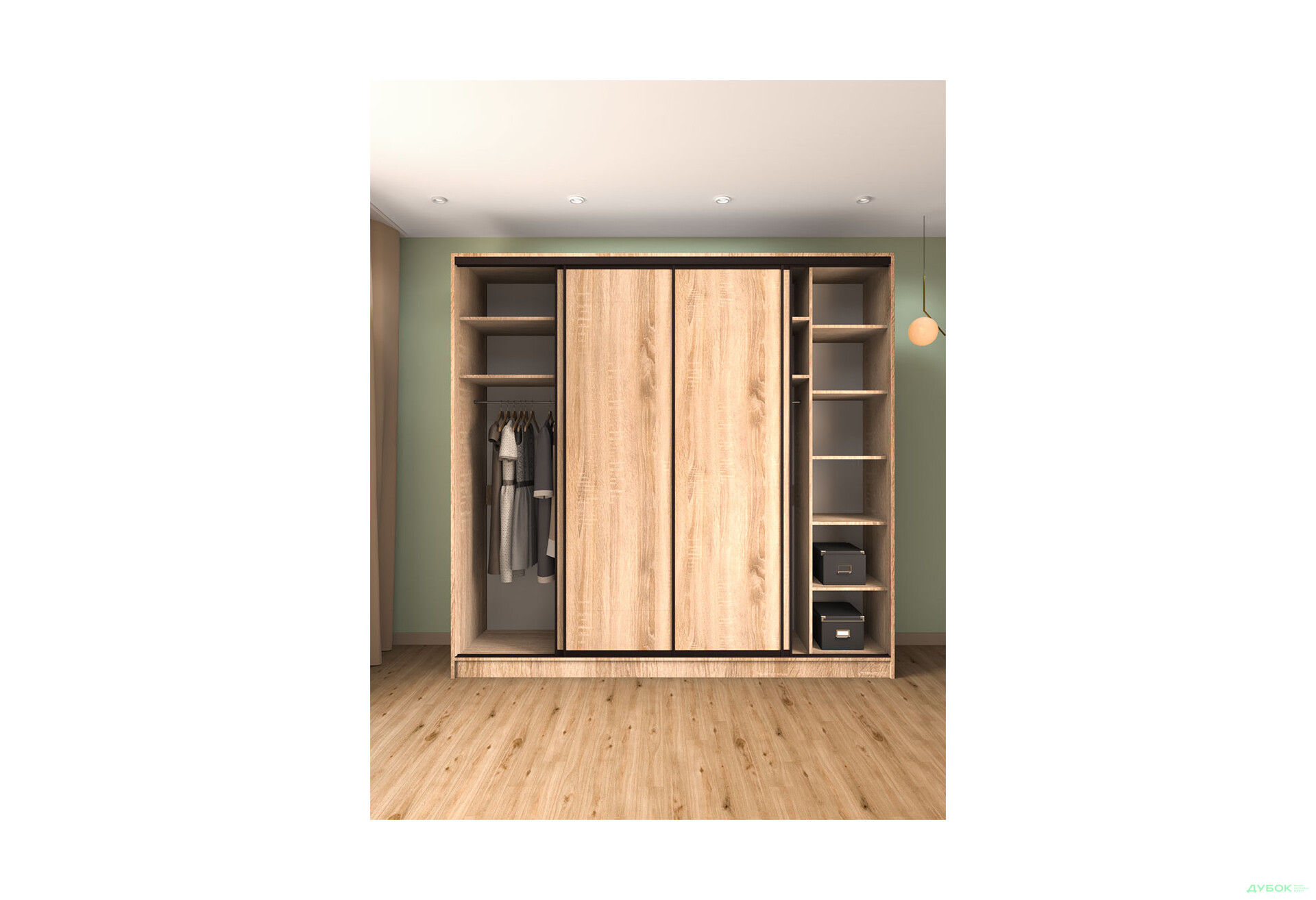 Шафа-купе Київський Стандарт 4Д 2500х2400х600 фасади ДСП, дуб сонома - Зображення 3 Зображення 3 - Шафа-купе Київський Стандарт 4Д 2500х2400х600 фасади ДСП, дуб сонома