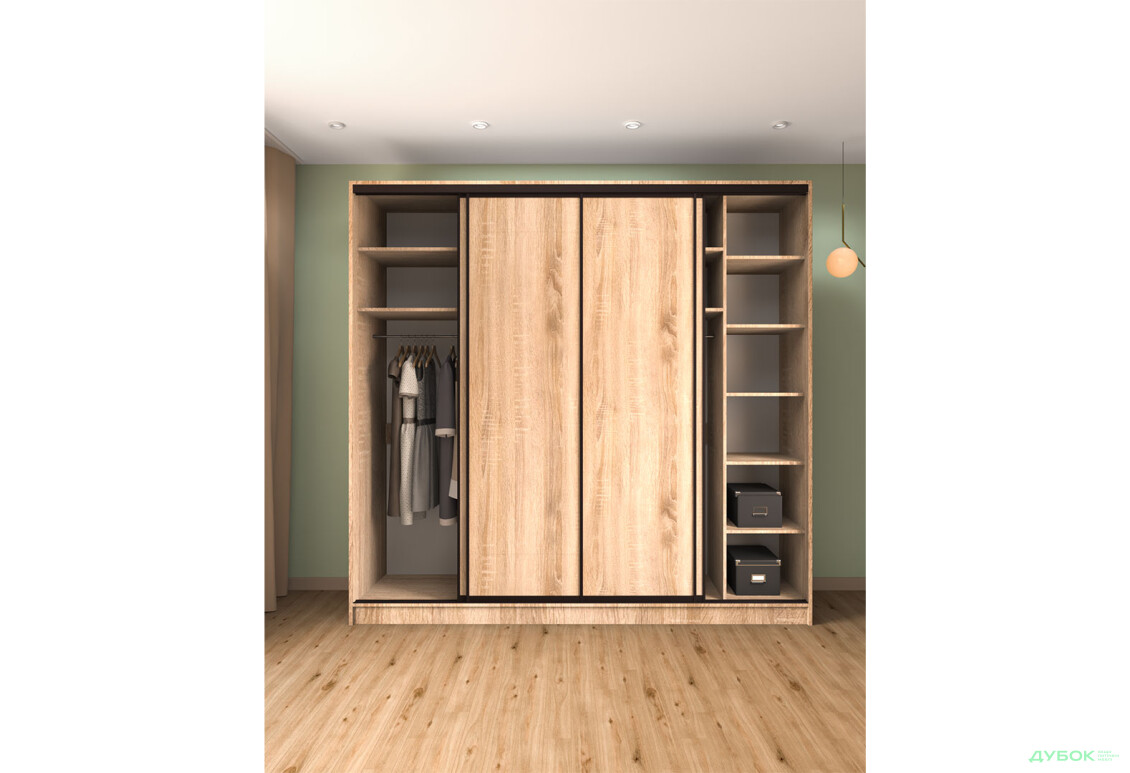 Шафа-купе Київський Стандарт 4Д 2500х2400х600 фасади ДСП, дуб сонома - Зображення 3 Зображення 3 - Шафа-купе Київський Стандарт 4Д 2500х2400х600 фасади ДСП, дуб сонома