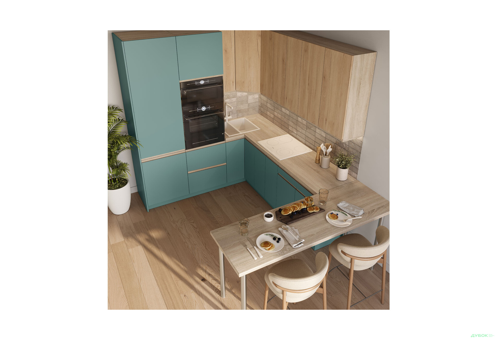 Кухня кутова Світ Меблів Тіна 2.2х2.4 Дуб сонома / Дуб королівський, сутінковий блакитний, ручки дуб сонома - Зображення 1 Зображення 1 - Кухня кутова Світ Меблів Тіна 2.2х2.4 Дуб сонома / Дуб королівський, сутінковий блакитний, ручки дуб сонома