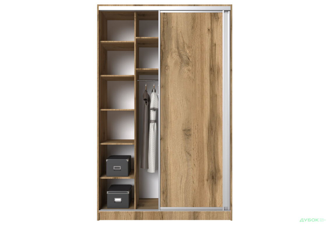 Шафа-купе MebelStar 2-дверна 1500х2400х600 із дзеркалом, дуб тахо - Зображення 5 Зображення 5 - Шафа-купе MebelStar 2-дверна 1500х2400х600 із дзеркалом, дуб тахо