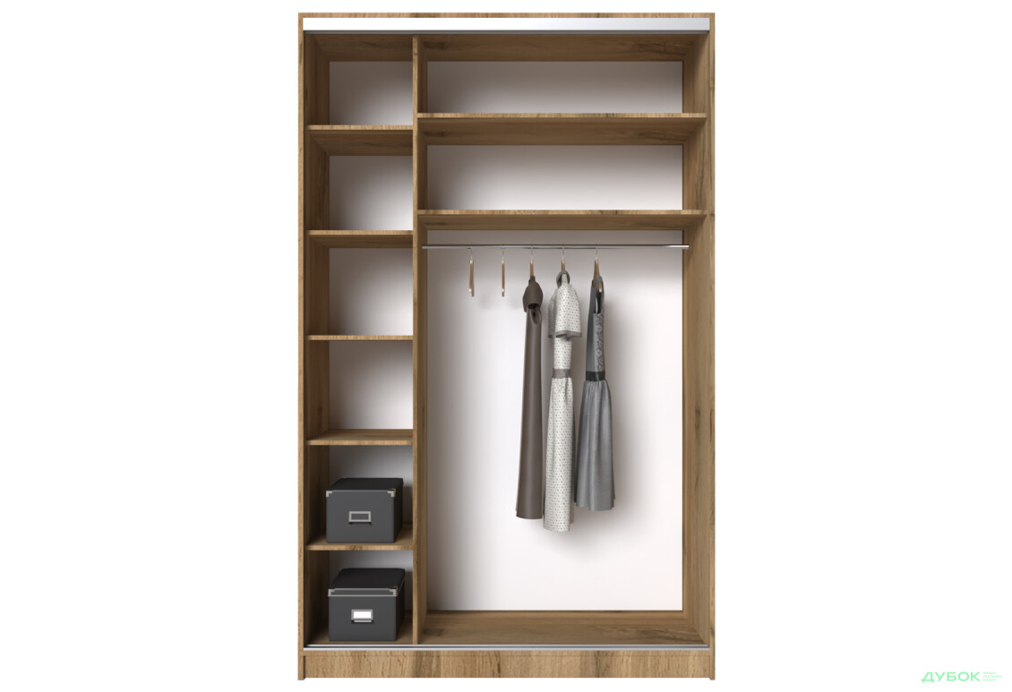 Шафа-купе MebelStar 2-дверна 1500х2400х600 із дзеркалом, дуб тахо - Зображення 6 Зображення 6 - Шафа-купе MebelStar 2-дверна 1500х2400х600 із дзеркалом, дуб тахо