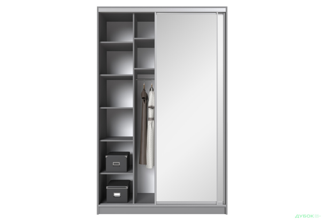 Зображення 5 - Шафа-купе MebelStar 2-дверна 1500х2400х600 із дзеркалами, сіра мишка