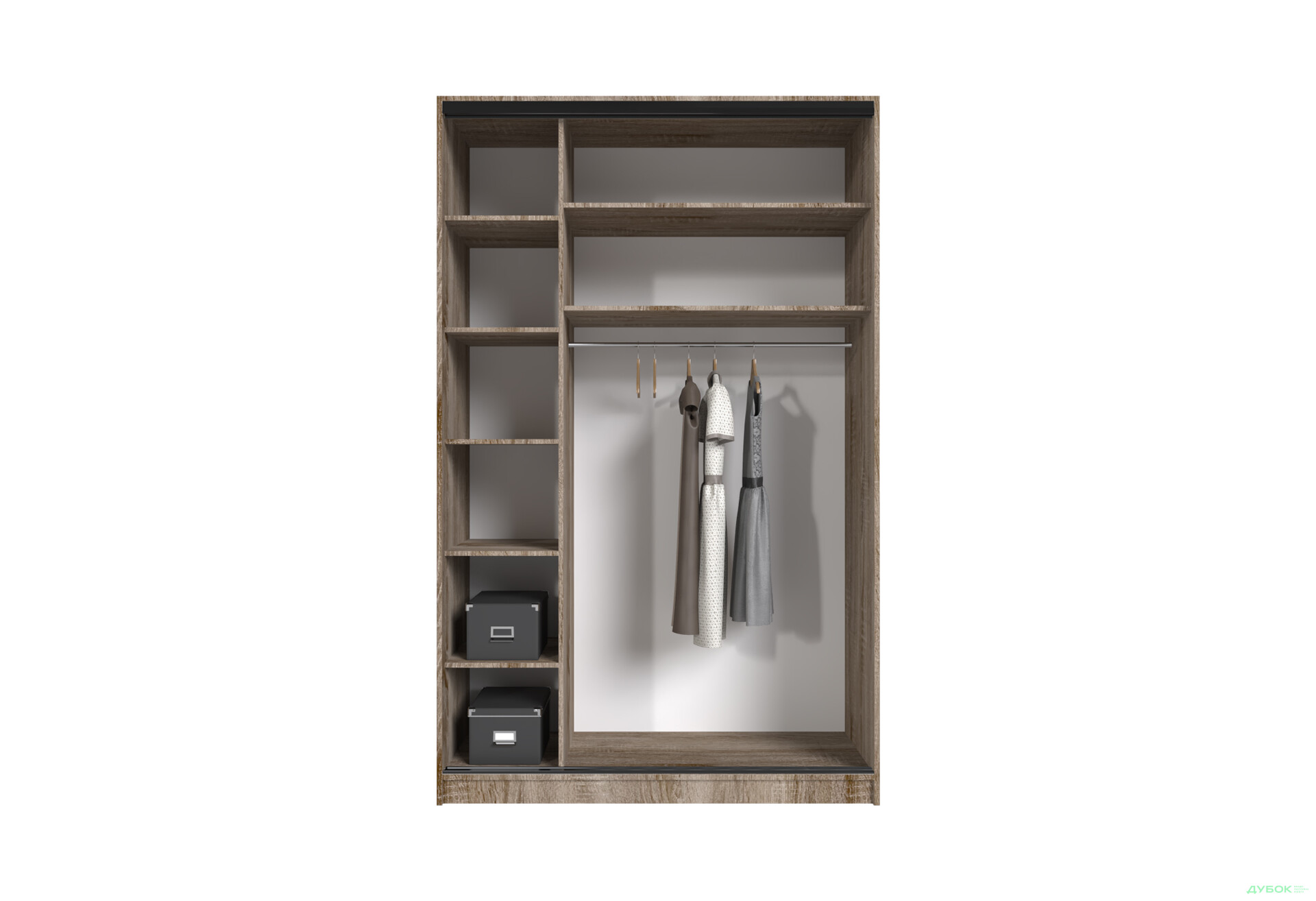 Шафа-купе MebelStar 2-дверна 1500х2400х600 із дзеркалом, трюфель - Зображення 6 Зображення 6 - Шафа-купе MebelStar 2-дверна 1500х2400х600 із дзеркалом, трюфель