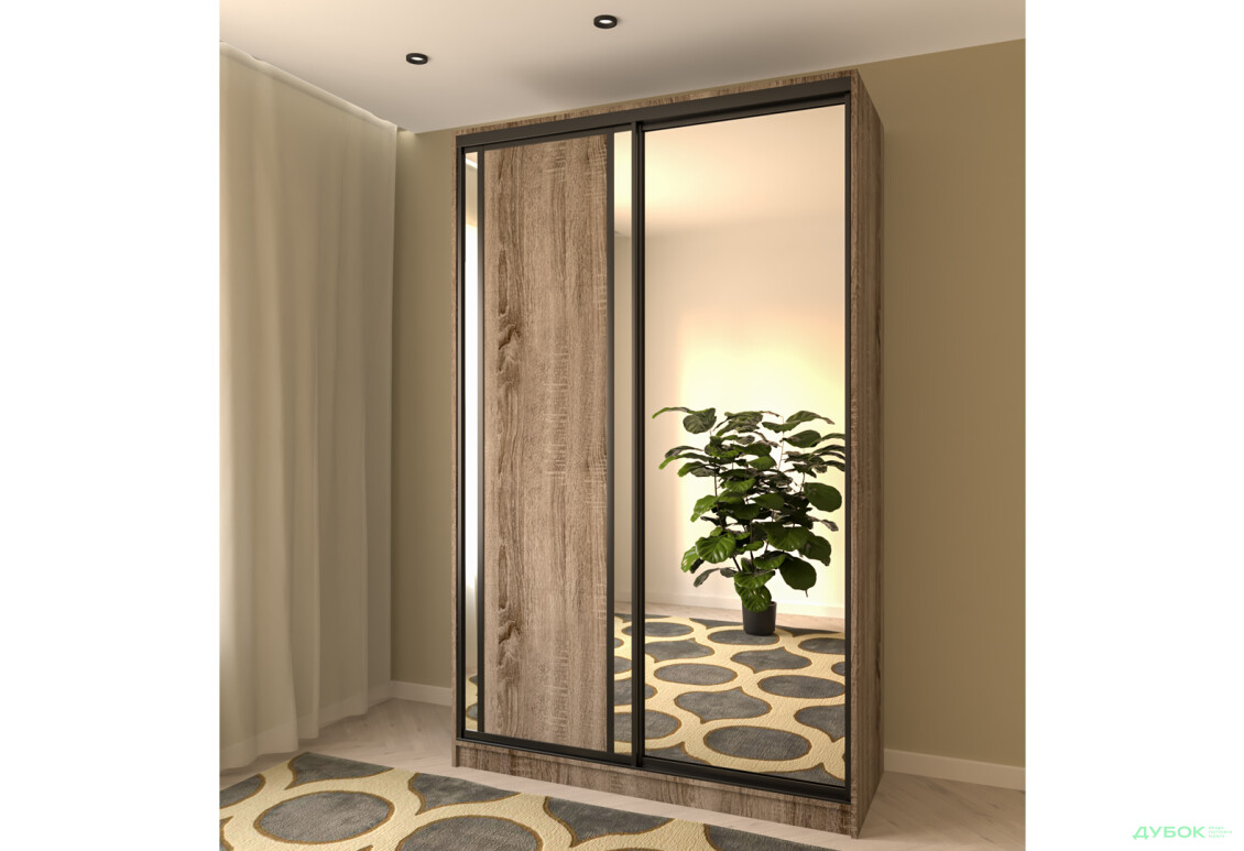 Шафа-купе MebelStar 2-дверна 1500х2400х600 із дзеркалом, трюфель - Зображення 2 Зображення 2 - Шафа-купе MebelStar 2-дверна 1500х2400х600 із дзеркалом, трюфель