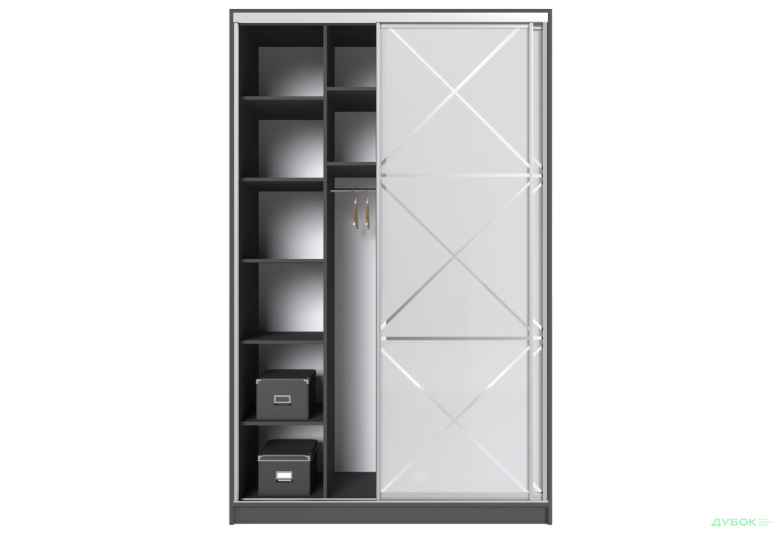 Зображення 5 - Шафа-купе MebelStar 2-дверна 1500х2400х600 фасади Худ.мат, антрацит