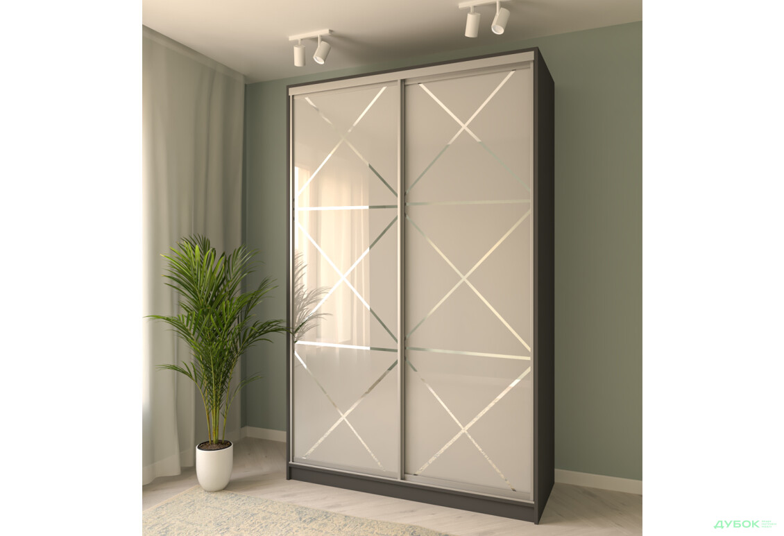 Зображення 2 - Шафа-купе MebelStar 2-дверна 1500х2400х600 фасади Худ.мат, антрацит