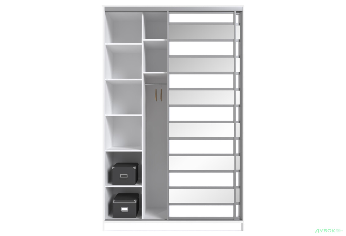 Зображення 5 - Шафа-купе MebelStar 2-дверна 1500х2400х600 фасади комбі, білий сніг