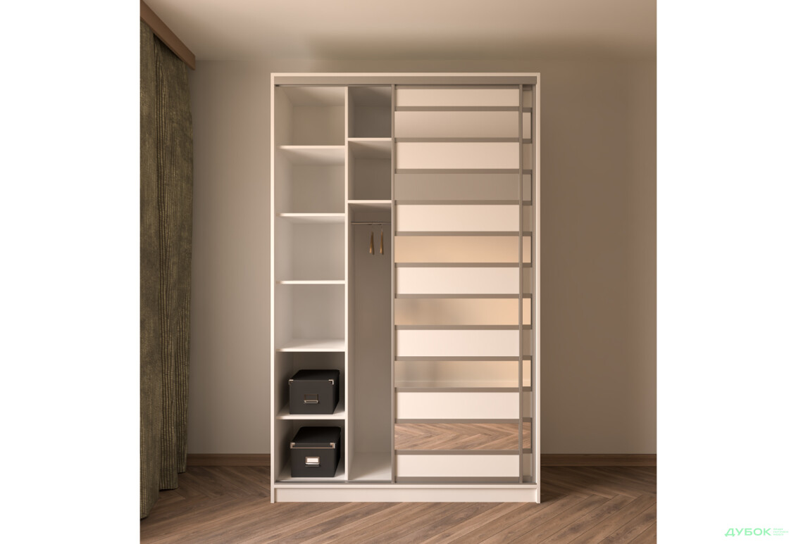 Зображення 3 - Шафа-купе MebelStar 2-дверна 1500х2400х600 фасади комбі, білий сніг
