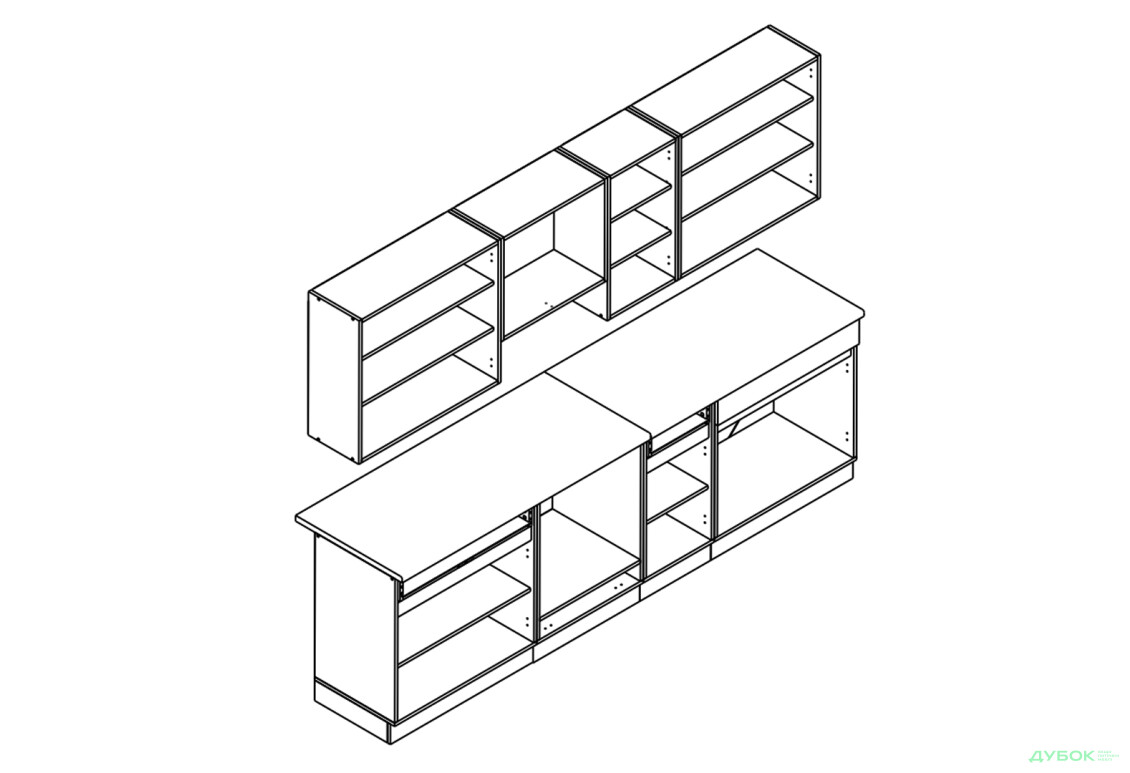 Кухня Гербор Юлія 2.6 м, Кашемір / кашемір, дуб сонома - Зображення 4 Зображення 4 - Кухня Гербор Юлія 2.6 м, Кашемір / кашемір, дуб сонома