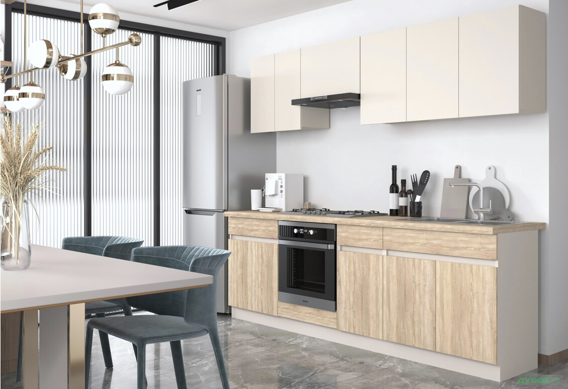 Кухня Гербор Юлія 2.6 м, Кашемір / кашемір, дуб сонома - Зображення 2 Зображення 2 - Кухня Гербор Юлія 2.6 м, Кашемір / кашемір, дуб сонома