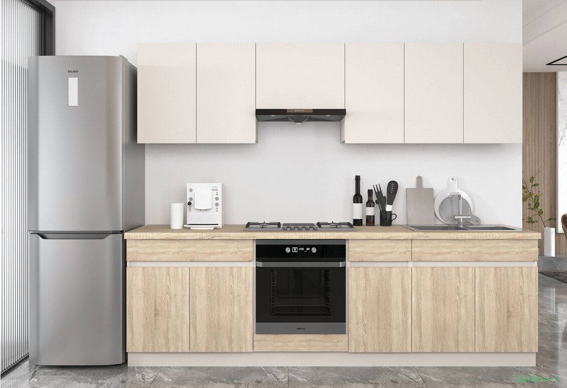 Кухня Гербор Юлія 2.6 м, Кашемір / кашемір, дуб сонома - Зображення 1 Зображення 1 - Кухня Гербор Юлія 2.6 м, Кашемір / кашемір, дуб сонома