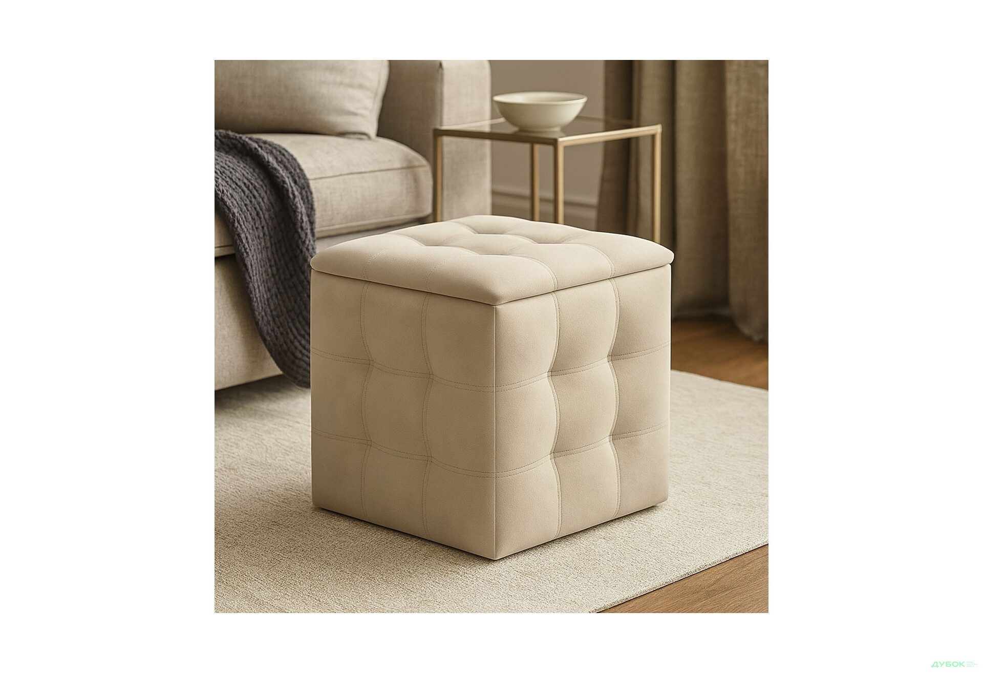 Пуф-трансформер Kredens furniture 5в1 50x50 см, Чорний метал / Світло бежевий - Зображення 2 Зображення 2 - Пуф-трансформер Kredens furniture 5в1 50x50 см, Чорний метал / Світло бежевий