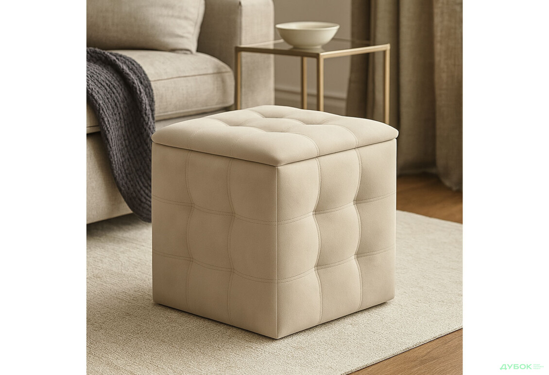 Зображення 2 - Пуф-трансформер Kredens furniture 5в1 50x50 см, Чорний метал / Світло бежевий