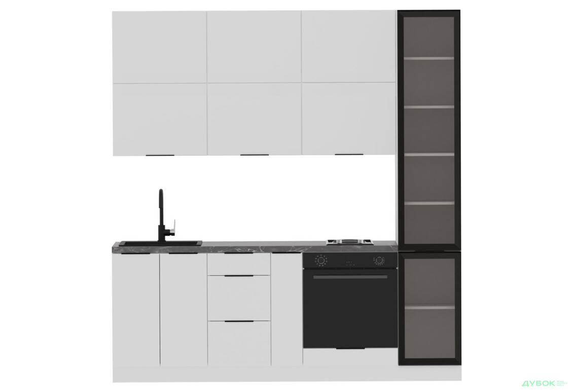 Кухня MebelStar Діплос / Diplos Blum 2.2 з вітриною, аляска біла / білий Gloss - Зображення 2 Зображення 2 - Кухня MebelStar Діплос / Diplos Blum 2.2 з вітриною, аляска біла / білий Gloss