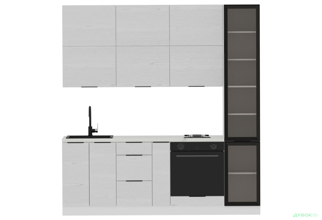 Кухня Мебель Стар Диплос / Diplos Blum 2.2 с витриной, аляска белая / белое дерево - Изображение 2 Изображение 2 - Кухня Мебель Стар Диплос / Diplos Blum 2.2 с витриной, аляска белая / белое дерево