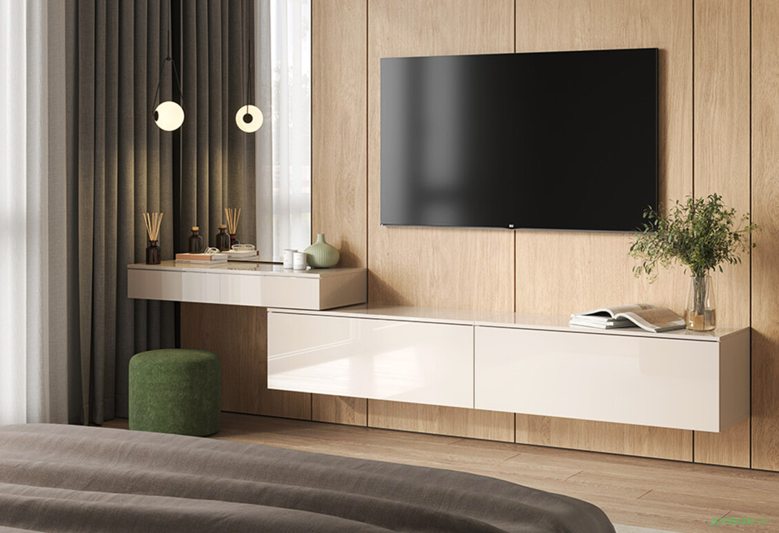 Стіл туалетний MiroMark Віва навісний з 2 шухлядами 110 см Кашемір - Зображення 2 Зображення 2 - Стіл туалетний MiroMark Віва навісний з 2 шухлядами 110 см Кашемір