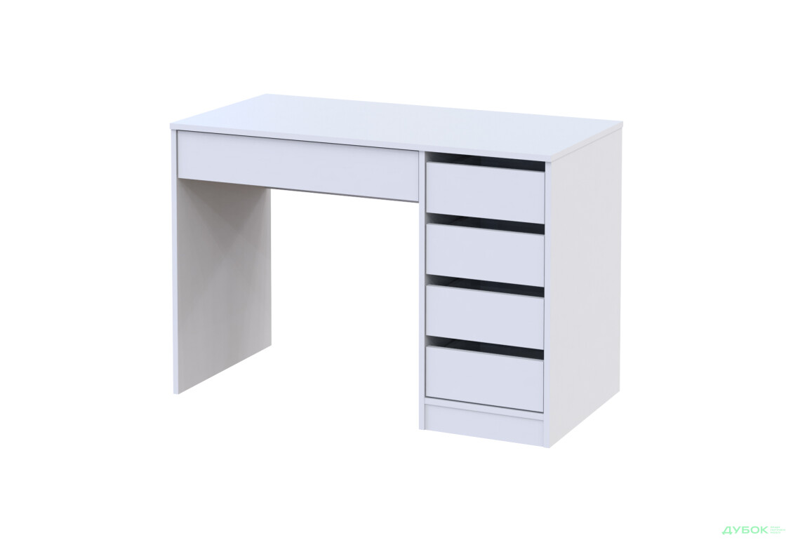 Стіл письмовий Kredens furniture Ерго / Ergo 110x55 см правий з 5-ма шухлядами Білий