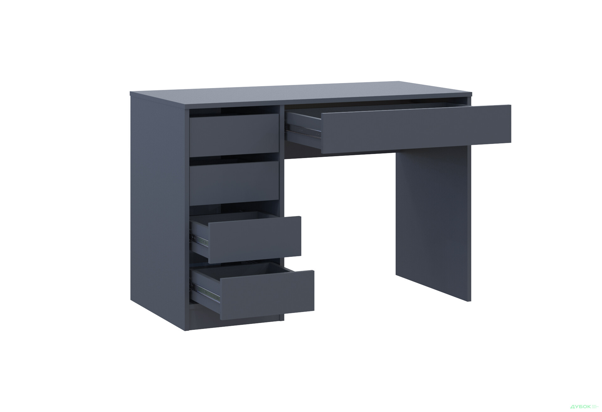 Зображення 6 - Стіл письмовий Kredens furniture Ерго / Ergo 110x55 см лівий з 5-ма шухлядами Графіт