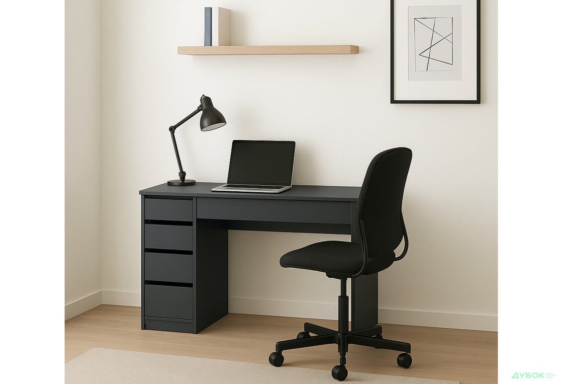 Зображення 2 - Стіл письмовий Kredens furniture Ерго / Ergo 110x55 см лівий з 5-ма шухлядами Графіт