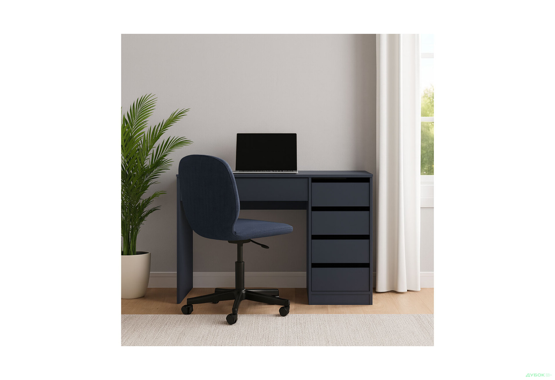 Зображення 2 - Стіл письмовий Kredens furniture Ерго / Ergo 110x55 см правий з 5-ма шухлядами Графіт