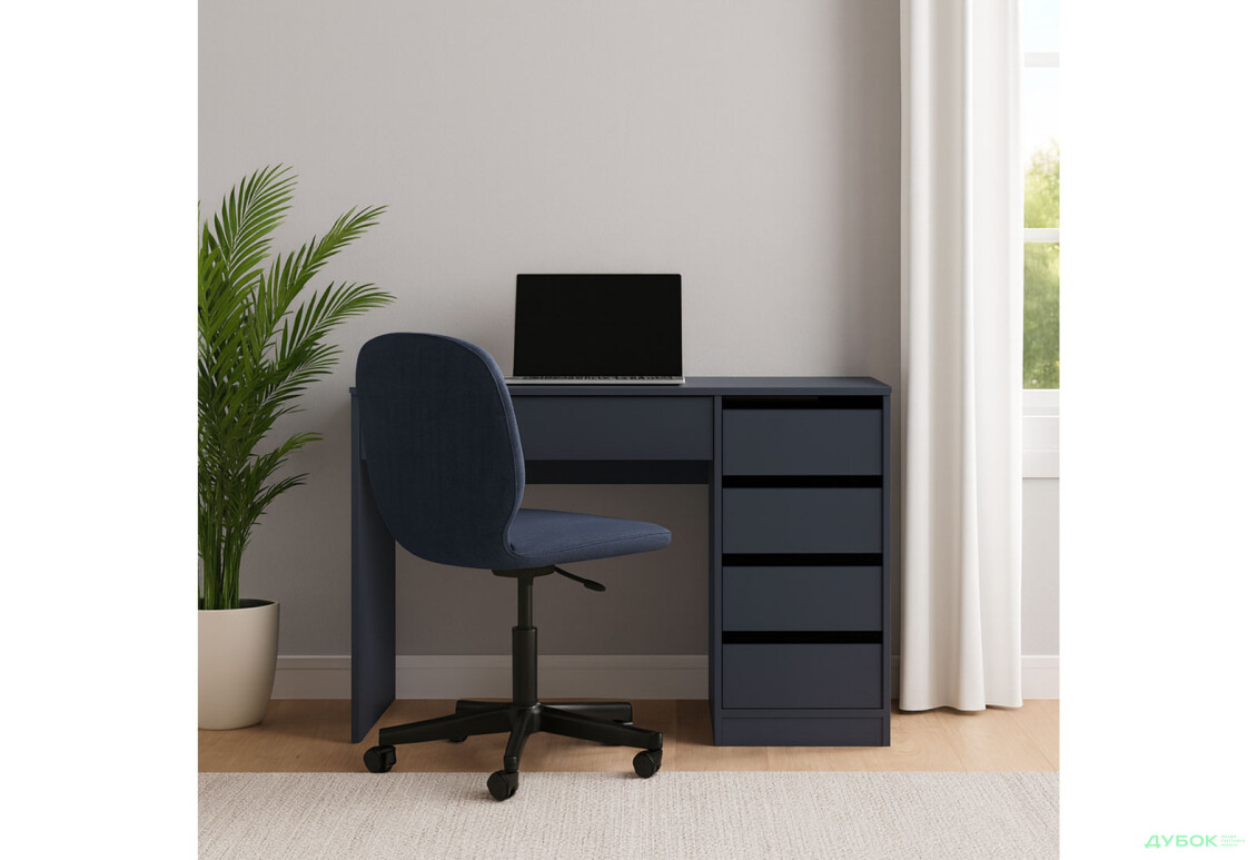 Зображення 2 - Стіл письмовий Kredens furniture Ерго / Ergo 110x55 см правий з 5-ма шухлядами Графіт