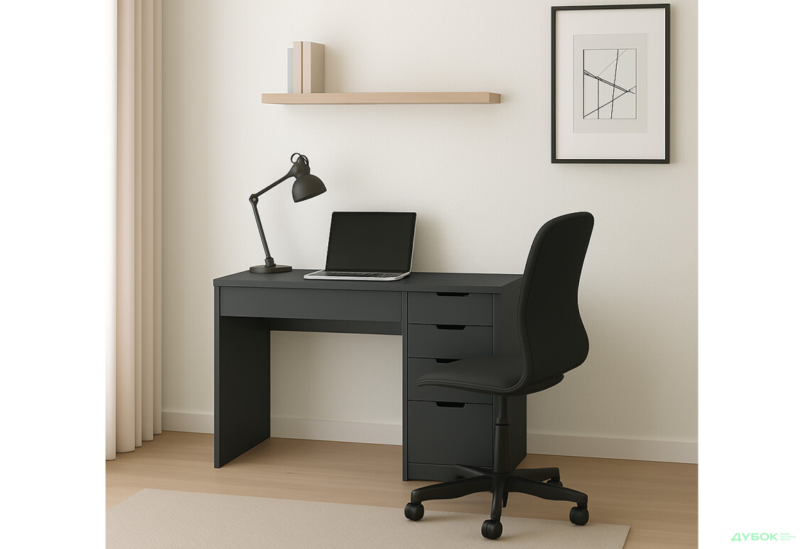 Зображення 2 - Стіл письмовий Kredens furniture Ерго / Ergo 110x55 см правий з 5-ма шухлядами Графіт