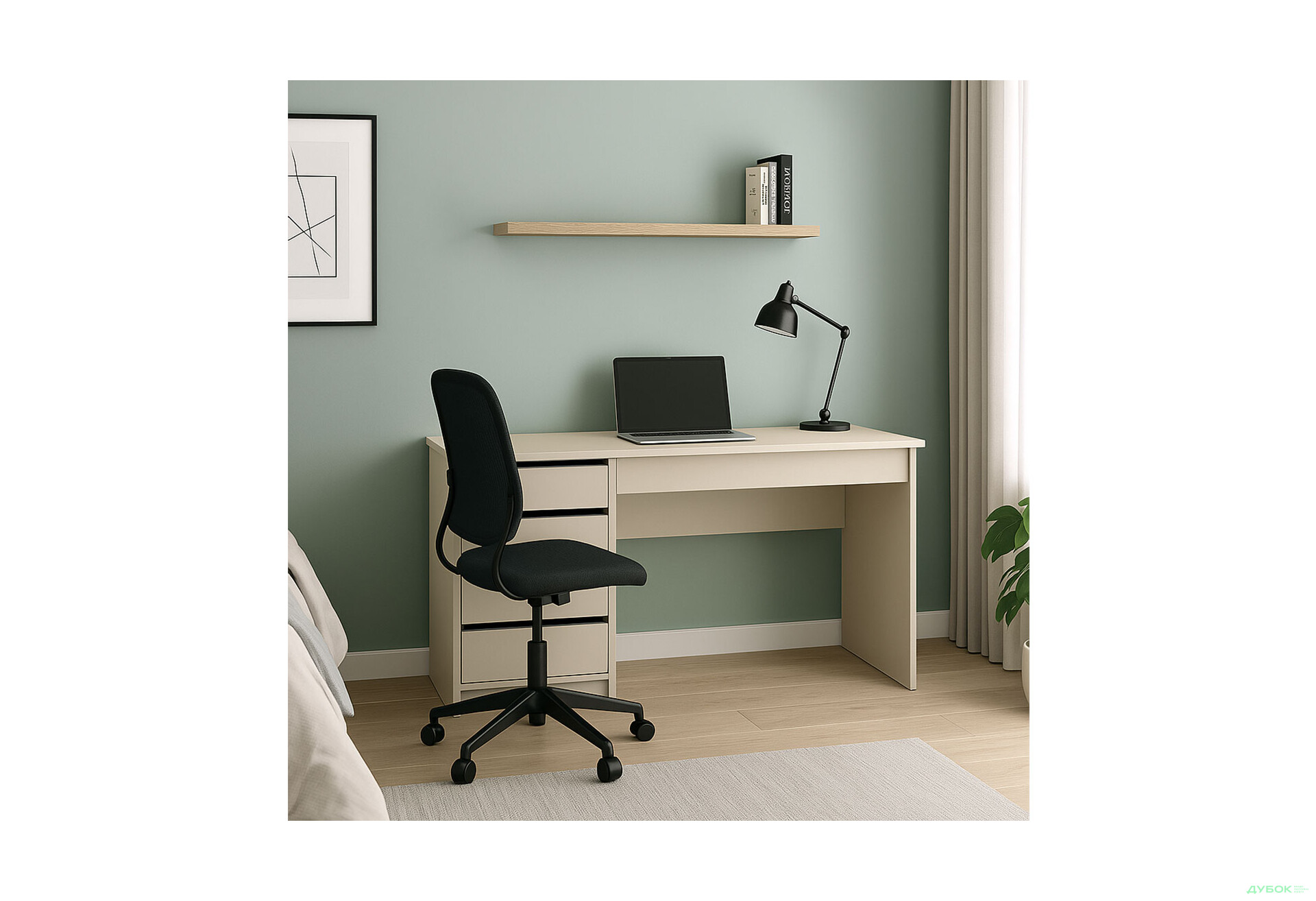Зображення 2 - Стіл письмовий Kredens furniture Ерго / Ergo 110x55 см лівий з 5-ма шухлядами Кашемір