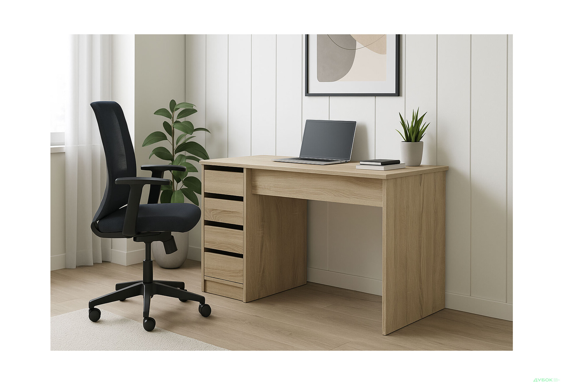 Зображення 2 - Стіл письмовий Kredens furniture Ерго / Ergo 110x55 см лівий з 5-ма шухлядами Дуб сонома
