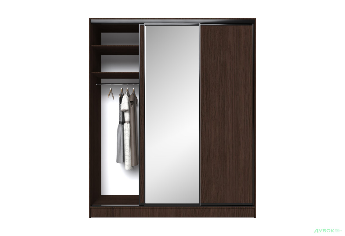 Шафа-купе MebelStar 3-дверна 2000х2400х600 з дзеркалом, венге - Зображення 4 Зображення 4 - Шафа-купе MebelStar 3-дверна 2000х2400х600 з дзеркалом, венге