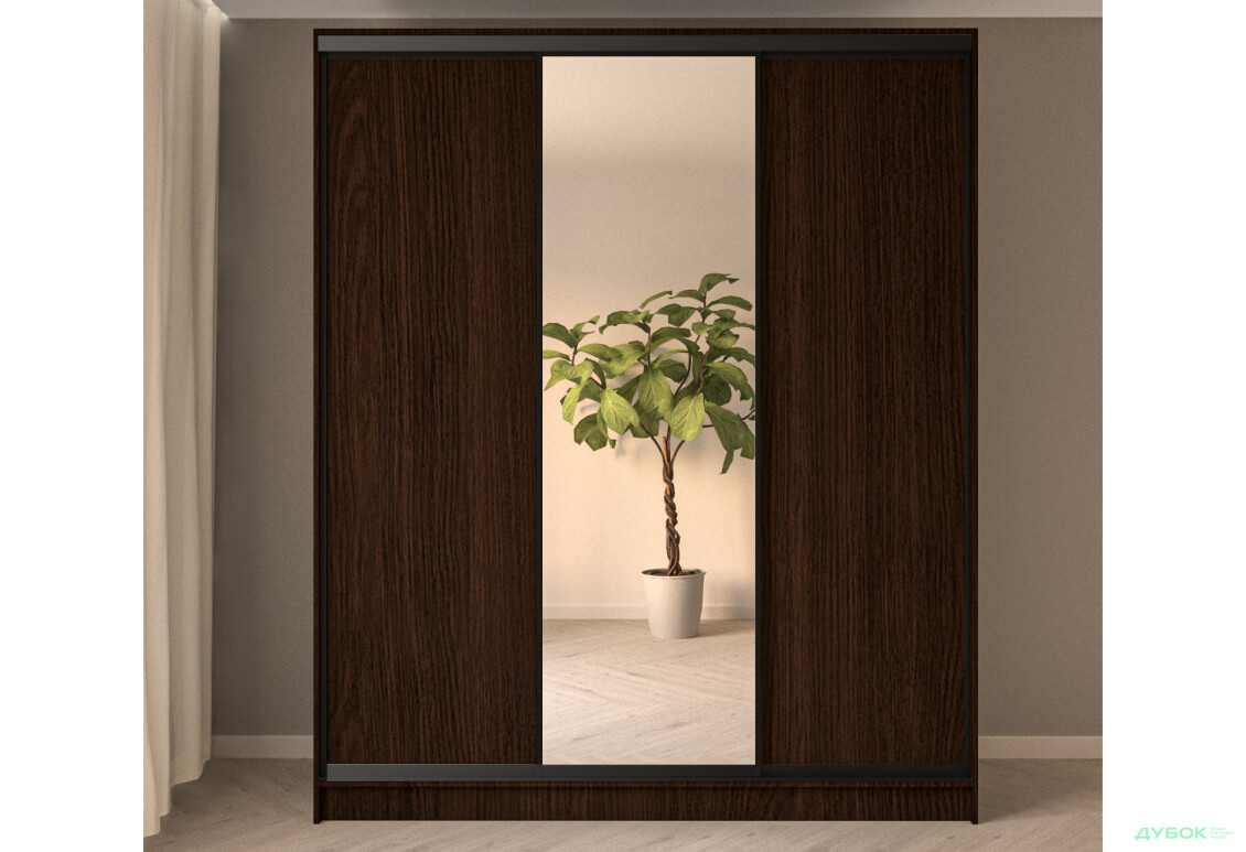 Шафа-купе MebelStar 3-дверна 2000х2400х600 з дзеркалом, венге - Зображення 2 Зображення 2 - Шафа-купе MebelStar 3-дверна 2000х2400х600 з дзеркалом, венге