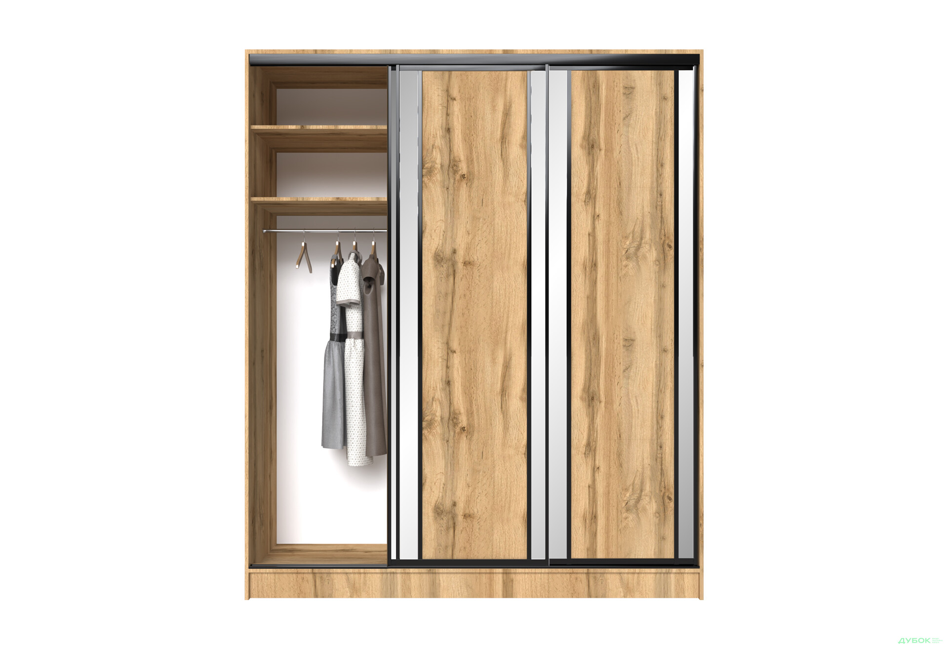 Шафа-купе MebelStar 3-дверна 2000х2100х600 фасади смуга, дуб тахо - Зображення 4 Зображення 4 - Шафа-купе MebelStar 3-дверна 2000х2100х600 фасади смуга, дуб тахо