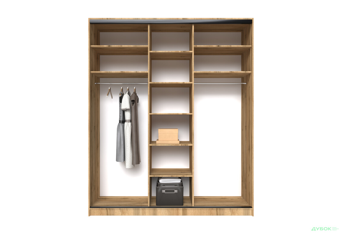 Шафа-купе MebelStar 3-дверна 2000х2100х600 фасади смуга, дуб тахо - Зображення 5 Зображення 5 - Шафа-купе MebelStar 3-дверна 2000х2100х600 фасади смуга, дуб тахо