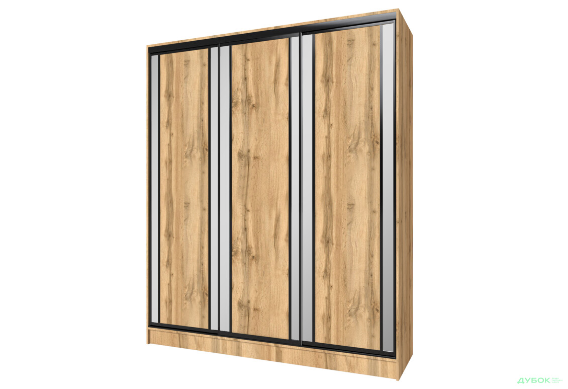 Шафа-купе MebelStar 3-дверна 2000х2100х600 фасади смуга, дуб тахо - Зображення 1 Зображення 1 - Шафа-купе MebelStar 3-дверна 2000х2100х600 фасади смуга, дуб тахо