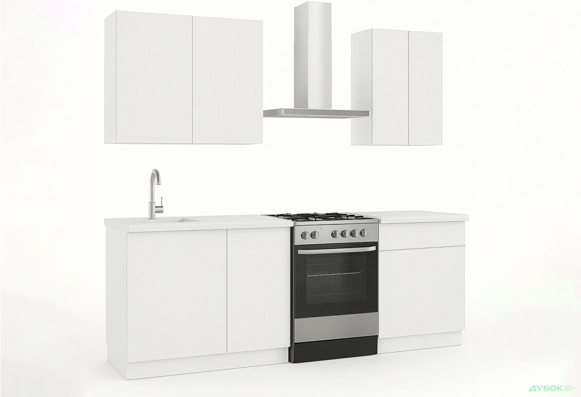 Кухня Матіна 1,3м Білий структурний new / білий структурний new Київський стандарт - Зображення 1 Зображення 1 - Кухня Матіна 1,3м Білий структурний new / білий структурний new Київський стандарт