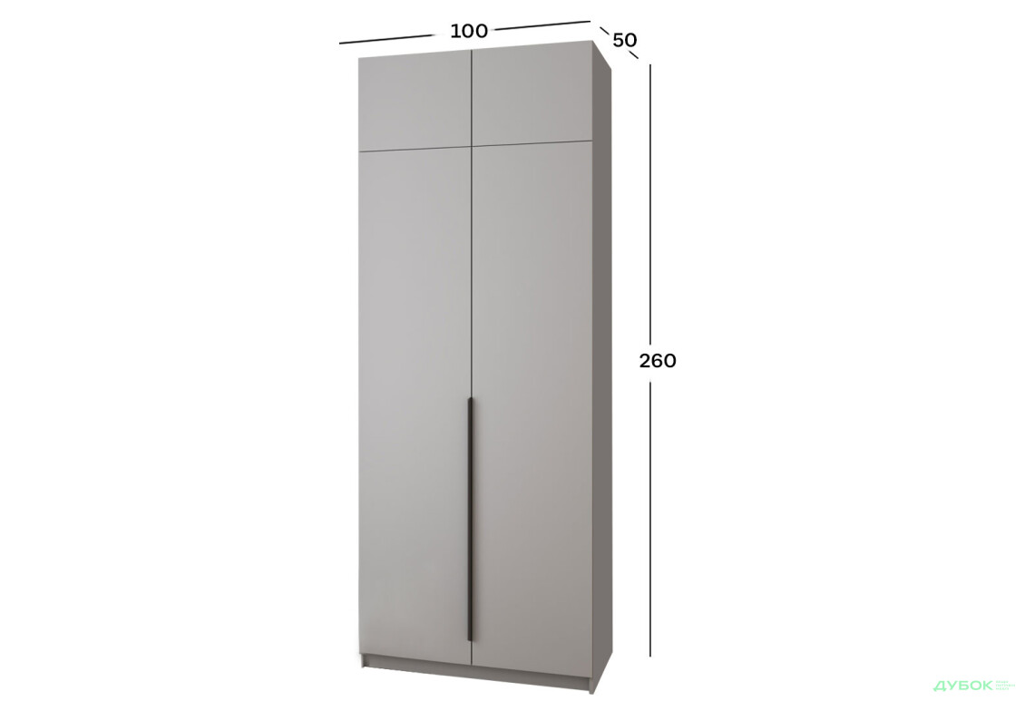 Шафа MebelStar Оскар 2-дверна з антресоллю 100 см Сіра мишка - Зображення 4 Зображення 4 - Шафа MebelStar Оскар 2-дверна з антресоллю 100 см Сіра мишка