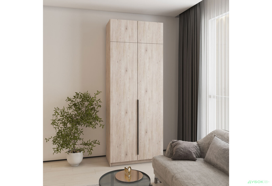 Шафа MebelStar Оскар 2-дверна з антресоллю 100 см Аляска сіра - Зображення 2 Зображення 2 - Шафа MebelStar Оскар 2-дверна з антресоллю 100 см Аляска сіра