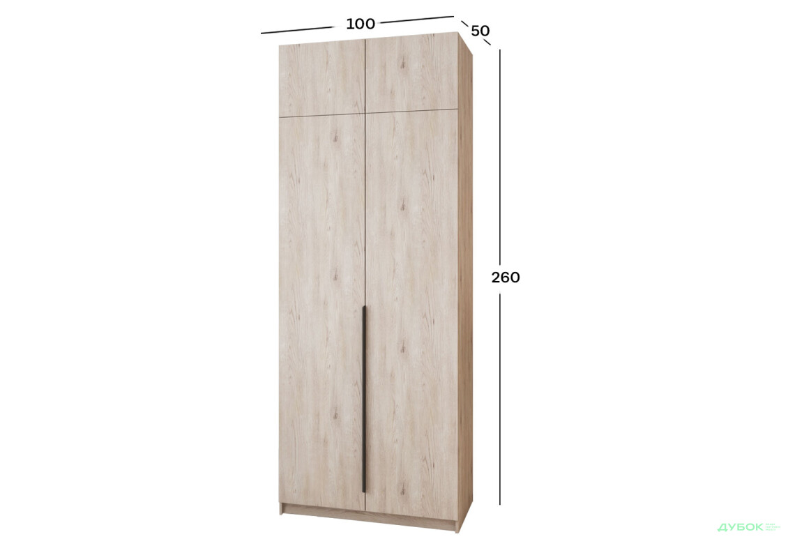 Шафа MebelStar Оскар 2-дверна з антресоллю 100 см Аляска сіра - Зображення 4 Зображення 4 - Шафа MebelStar Оскар 2-дверна з антресоллю 100 см Аляска сіра