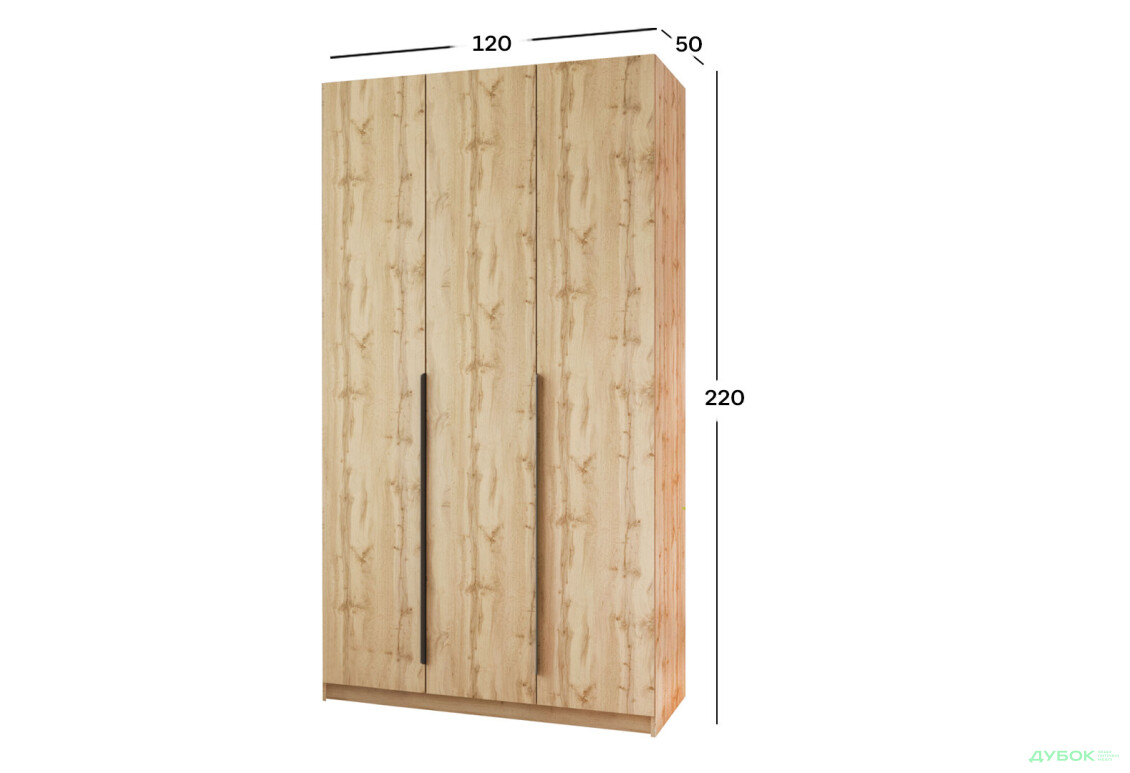 Шафа MebelStar Оскар 3-дверна 120 см Дуб тахо - Зображення 4 Зображення 4 - Шафа MebelStar Оскар 3-дверна 120 см Дуб тахо