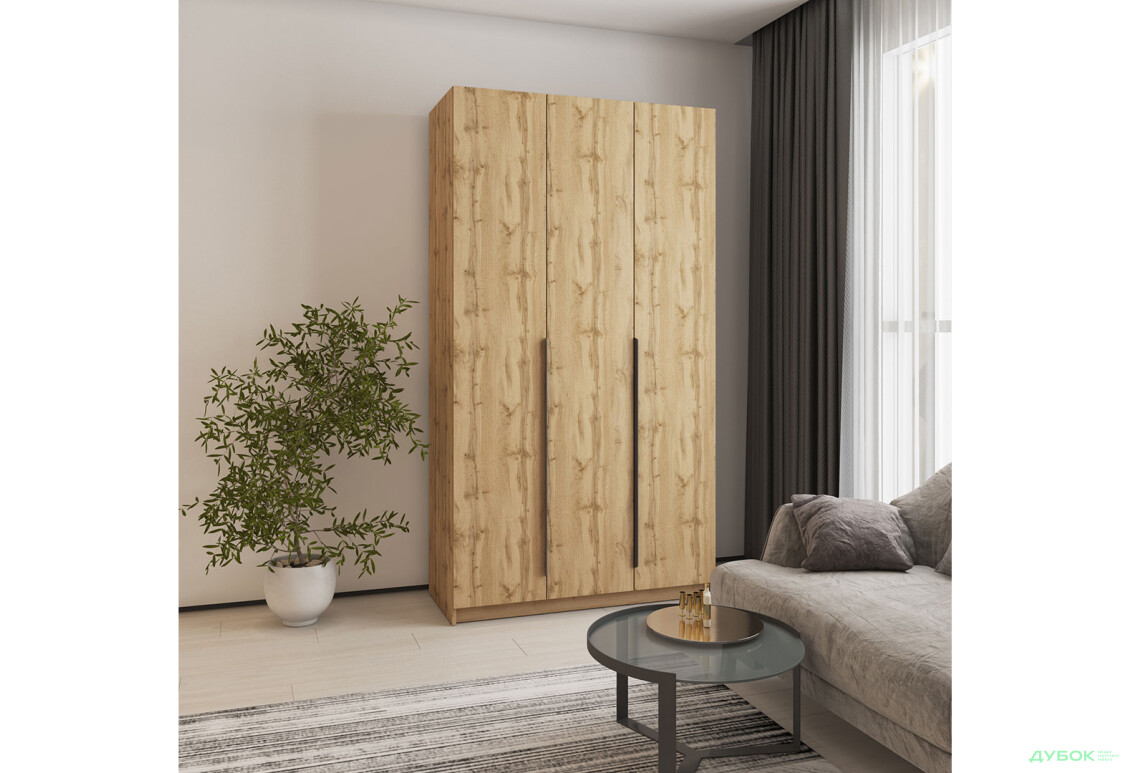 Шафа MebelStar Оскар 3-дверна 120 см Дуб тахо - Зображення 2 Зображення 2 - Шафа MebelStar Оскар 3-дверна 120 см Дуб тахо