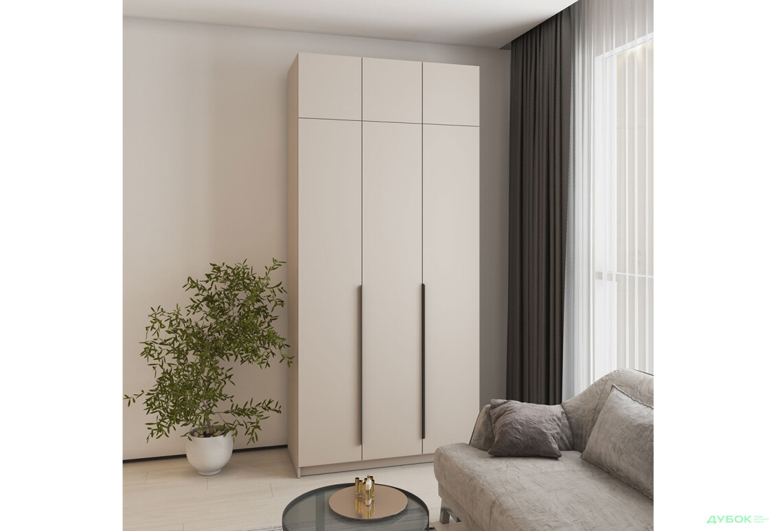 Шафа MebelStar Оскар 3-дверна з антресоллю 120 см Кашемір - Зображення 2 Зображення 2 - Шафа MebelStar Оскар 3-дверна з антресоллю 120 см Кашемір