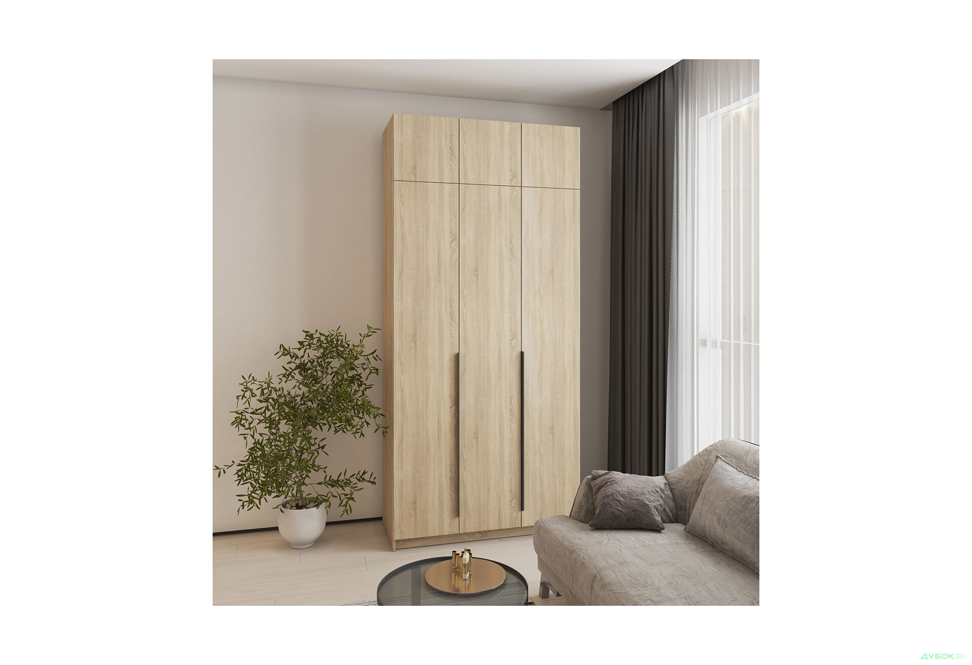 Шафа MebelStar Оскар 3-дверна з антресоллю 120 см Дуб сонома - Зображення 2 Зображення 2 - Шафа MebelStar Оскар 3-дверна з антресоллю 120 см Дуб сонома