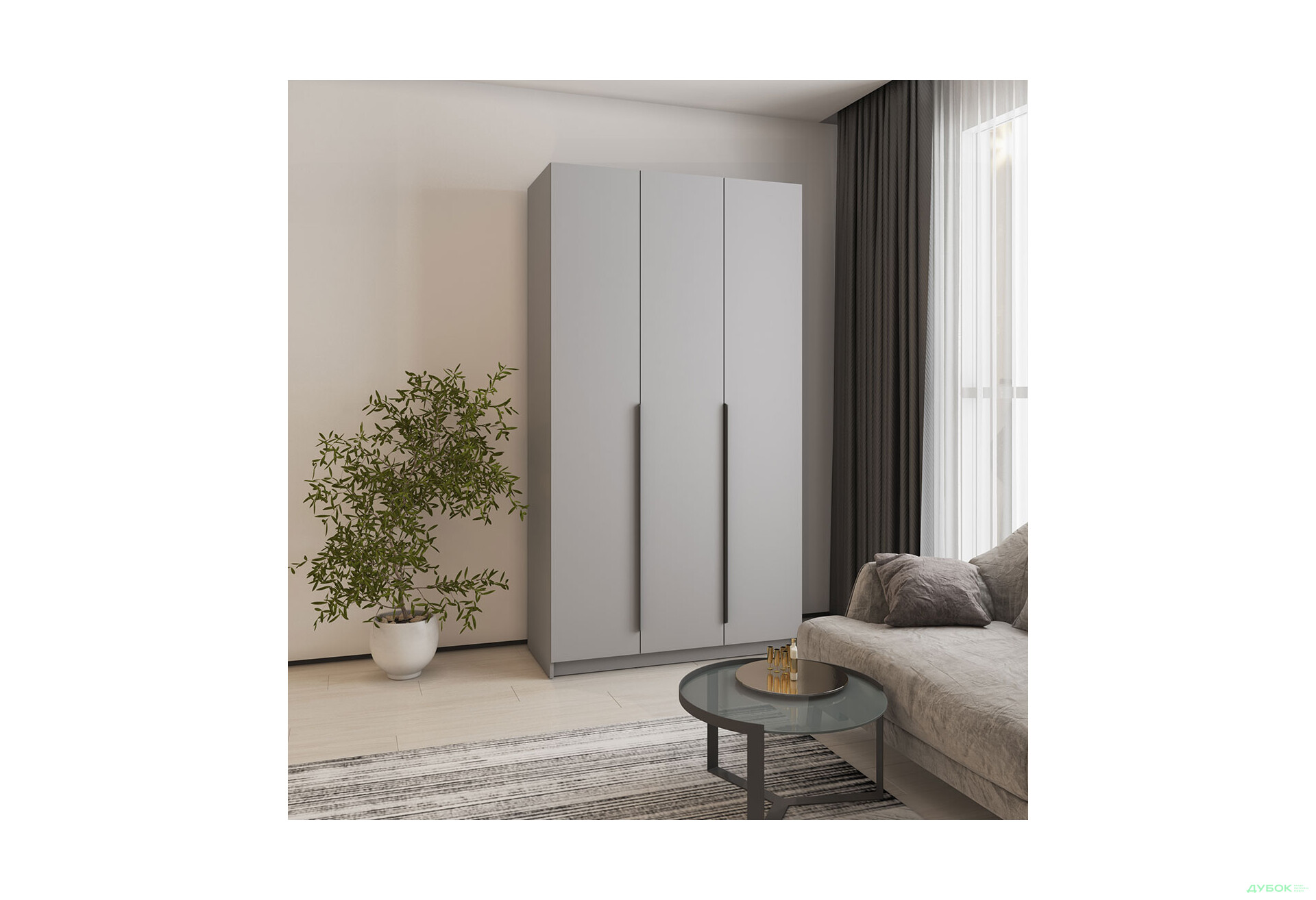 Шафа MebelStar Оскар 3-дверна з шухлядами 120 см Сіра мишка - Зображення 2 Зображення 2 - Шафа MebelStar Оскар 3-дверна з шухлядами 120 см Сіра мишка